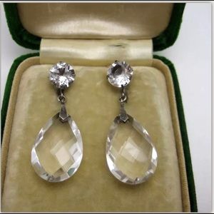Vintage SS Rock Crystal Quartz Earrings